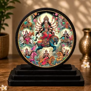 Premium Wooden Navdurga Showpiece For Car Dashboard & Office Table | 4 X 4.5 Inch Sublimation Printed Decorative Stand | 4 Mm MDF | Home Decor | Made In India (F33575) Premium Wooden Navdurga Showpiece For Car Dashboard & Office Table | 4 X 4.5 Inch Sublimation Printed Decorative Stand | 4 Mm MDF | Home Decor | Made In India (F33575)
