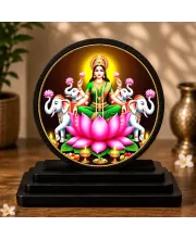 Premium Wooden Goddess Lakshmi Showpiece For Car Dashboard & Office Table | 4 X 4.5 Inch Sublimation Printed Decorative Stand | 4 Mm MDF | Home Decor | Made In India (F33576)