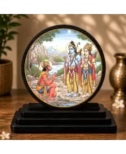 Premium Wooden Lord Ram, Lakshman & Hanuman Showpiece For Car Dashboard & Office Table | 4 X 4.5 Inch Sublimation Printed Decorative Stand | 4 Mm MDF | Home Decor | Made In India (F33580)