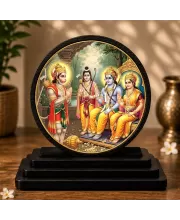 Premium Wooden Ram Darbar Showpiece For Car Dashboard & Office Table | 4 X 4.5 Inch Sublimation Printed Decorative Stand | 4 Mm MDF | Home Decor | Made In India (F33582)