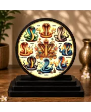 Premium Wooden  Ashta Nagas Showpiece For Car Dashboard & Office Table | 4 X 4.5 Inch Sublimation Printed Decorative Stand | 4 Mm MDF | Home Decor | Made In India (F33586)