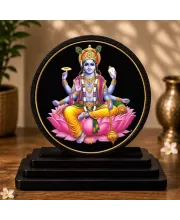 Premium Wooden Lord Vishnu Showpiece For Car Dashboard & Office Table | 4 X 4.5 Inch Sublimation Printed Decorative Stand | 4 Mm MDF | Home Decor | Made In India (F33589)
