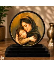 Premium Wooden Mother And Child Showpiece For Car Dashboard & Office Table | 4 X 4.5 Inch Sublimation Printed Decorative Stand | 4 Mm MDF | Home Decor | Made In India (F33593)