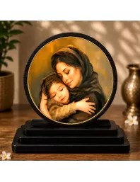 Premium Wooden Mother And Child Showpiece For Car Dashboard & Office Table | 4 X 4.5 Inch Sublimation Printed Decorative Stand | 4 Mm MDF | Home Decor | Made In India (F33593)