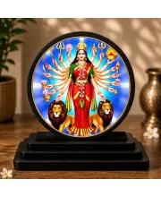 Premium Wooden  Maa Durga Showpiece For Car Dashboard & Office Table | 4 X 4.5 Inch Sublimation Printed Decorative Stand | 4 Mm MDF | Home Decor | Made In India (F33596)