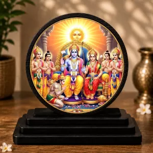 Premium Wooden Ram Darbar Showpiece For Car Dashboard & Office Table | 4 X 4.5 Inch Sublimation Printed Decorative Stand | 4 Mm MDF | Home Decor | Made In India (F33597) Premium Wooden Ram Darbar Showpiece For Car Dashboard & Office Table | 4 X 4.5 Inch Sublimation Printed Decorative Stand | 4 Mm MDF | Home Decor | Made In India (F33597)