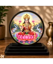 Premium Wooden Goddess Lakshmi Showpiece For Car Dashboard & Office Table | 4 X 4.5 Inch Sublimation Printed Decorative Stand | 4 Mm MDF | Home Decor | Made In India (F33602)