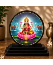 Premium Wooden Goddess Lakshmi Showpiece For Car Dashboard & Office Table | 4 X 4.5 Inch Sublimation Printed Decorative Stand | 4 Mm MDF | Home Decor | Made In India (F33603)