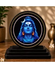 Premium Wooden Lord Shiva Showpiece For Car Dashboard & Office Table | 4 X 4.5 Inch Sublimation Printed Decorative Stand | 4 Mm MDF | Home Decor | Made In India (F33605)