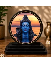 Premium Wooden Lord Shiva Showpiece For Car Dashboard & Office Table | 4 X 4.5 Inch Sublimation Printed Decorative Stand | 4 Mm MDF | Home Decor | Made In India (F33606)