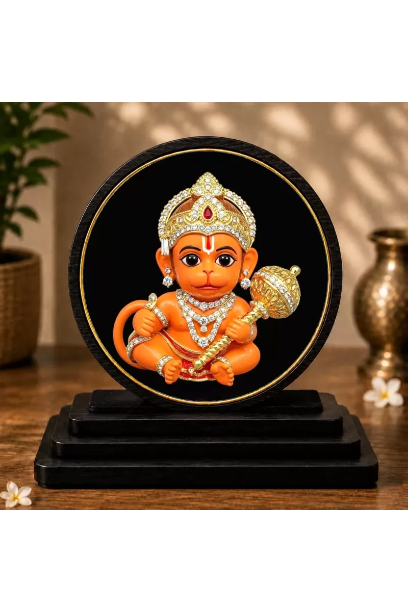 Premium Wooden Lord Hanuman  Showpiece For Car Dashboard & Office Table | 4 X 4.5 Inch Sublimation Printed Decorative Stand | 4 Mm MDF | Home Decor | Made In India (F33608)