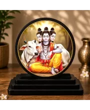 Premium Wooden Lord Dattatreya Showpiece For Car Dashboard & Office Table | 4 X 4.5 Inch Sublimation Printed Decorative Stand | 4 Mm MDF | Home Decor | Made In India (F33612)