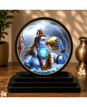 Premium Wooden Lord Shiva Showpiece For Car Dashboard & Office Table | 4 X 4.5 Inch Sublimation Printed Decorative Stand | 4 Mm MDF | Home Decor | Made In India (F33613)