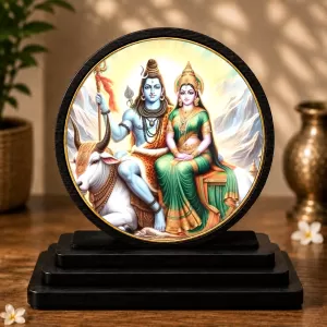 Premium Wooden Lord Shiva And Goddess Parvati Showpiece For Car Dashboard & Office Table | 4 X 4.5 Inch Sublimation Printed Decorative Stand | 4 Mm MDF | Home Decor | Made In India (F33615) Premium Wooden Lord Shiva And Goddess Parvati Showpiece For Car Dashboard & Office Table | 4 X 4.5 Inch Sublimation Printed Decorative Stand | 4 Mm MDF | Home Decor | Made In India (F33615)