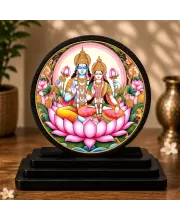 Premium Wooden Lakshmi Narayana Showpiece For Car Dashboard & Office Table | 4 X 4.5 Inch Sublimation Printed Decorative Stand | 4 Mm MDF | Home Decor | Made In India (F33619)