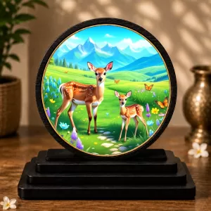 Premium Wooden Deer In Forest Showpiece For Car Dashboard & Office Table | 4 X 4.5 Inch Sublimation Printed Decorative Stand | 4 Mm MDF | Home Decor | Made In India (F33623) Premium Wooden Deer In Forest Showpiece For Car Dashboard & Office Table | 4 X 4.5 Inch Sublimation Printed Decorative Stand | 4 Mm MDF | Home Decor | Made In India (F33623)