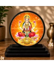 Premium Wooden  Goddess Laxmi Showpiece For Car Dashboard & Office Table | 4 X 4.5 Inch Sublimation Printed Decorative Stand | 4 Mm MDF | Home Decor | Made In India (F33625)