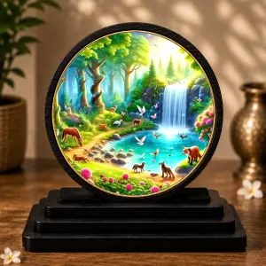 Premium Wooden Forest Landscape Showpiece For Car Dashboard & Office Table | 4 X 4.5 Inch Sublimation Printed Decorative Stand | 4 Mm MDF | Home Decor | Made In India (F33626) Premium Wooden Forest Landscape Showpiece For Car Dashboard & Office Table | 4 X 4.5 Inch Sublimation Printed Decorative Stand | 4 Mm MDF | Home Decor | Made In India (F33626)