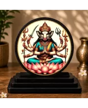 Premium Wooden  Varahi Devi  Showpiece For Car Dashboard & Office Table | 4 X 4.5 Inch Sublimation Printed Decorative Stand | 4 Mm MDF | Home Decor | Made In India (F33628)
