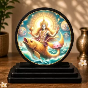 Premium Wooden Matsya Avatar Showpiece For Car Dashboard & Office Table | 4 X 4.5 Inch Sublimation Printed Decorative Stand | 4 Mm MDF | Home Decor | Made In India (F33632) Premium Wooden Matsya Avatar Showpiece For Car Dashboard & Office Table | 4 X 4.5 Inch Sublimation Printed Decorative Stand | 4 Mm MDF | Home Decor | Made In India (F33632)
