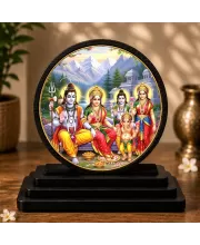 Premium Wooden Shiva Parivar  Showpiece For Car Dashboard & Office Table | 4 X 4.5 Inch Sublimation Printed Decorative Stand | 4 Mm MDF | Home Decor | Made In India (F33634)