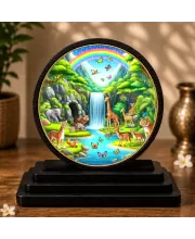 Premium Wooden  Vibrant Cartoon Illustration Showpiece For Car Dashboard & Office Table | 4 X 4.5 Inch Sublimation Printed Decorative Stand | 4 Mm MDF | Home Decor | Made In India (F33636)