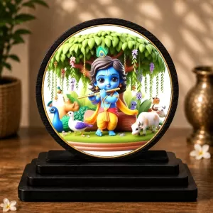 Premium Wooden Bal Krishna Showpiece For Car Dashboard & Office Table | 4 X 4.5 Inch Sublimation Printed Decorative Stand | 4 Mm MDF | Home Decor | Made In India (F33637) Premium Wooden Bal Krishna Showpiece For Car Dashboard & Office Table | 4 X 4.5 Inch Sublimation Printed Decorative Stand | 4 Mm MDF | Home Decor | Made In India (F33637)