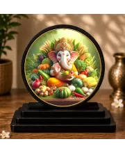 Premium Wooden Lord Ganesha Showpiece For Car Dashboard & Office Table | 4 X 4.5 Inch Sublimation Printed Decorative Stand | 4 Mm MDF | Home Decor | Made In India (F33639)