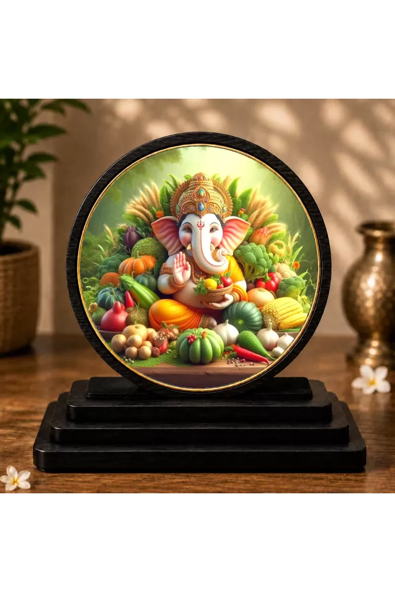 Premium Wooden Lord Ganesha Showpiece For Car Dashboard & Office Table | 4 X 4.5 Inch Sublimation Printed Decorative Stand | 4 Mm MDF | Home Decor | Made In India (F33639)