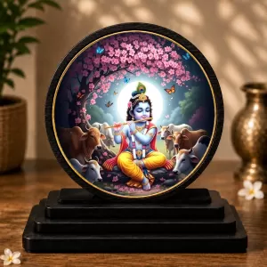 Premium Wooden Lord Krishna Showpiece For Car Dashboard & Office Table | 4 X 4.5 Inch Sublimation Printed Decorative Stand | 4 Mm MDF | Home Decor | Made In India (F33643) Premium Wooden Lord Krishna Showpiece For Car Dashboard & Office Table | 4 X 4.5 Inch Sublimation Printed Decorative Stand | 4 Mm MDF | Home Decor | Made In India (F33643)