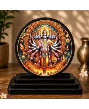 Premium Wooden  Lord Vishnu Vishwaroop Showpiece For Car Dashboard & Office Table | 4 X 4.5 Inch Sublimation Printed Decorative Stand | 4 Mm MDF | Home Decor | Made In India (F33644)