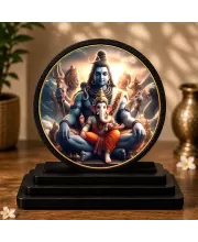 Premium Wooden  Lord Shiva And Lord Ganesha Showpiece For Car Dashboard & Office Table | 4 X 4.5 Inch Sublimation Printed Decorative Stand | 4 Mm MDF | Home Decor | Made In India (F33650)