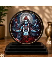 Premium Wooden Kali Maa Showpiece For Car Dashboard & Office Table | 4 X 4.5 Inch Sublimation Printed Decorative Stand | 4 Mm MDF | Home Decor | Made In India (F33653)