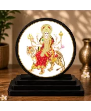 Premium Wooden Durga Mata Showpiece For Car Dashboard & Office Table | 4 X 4.5 Inch Sublimation Printed Decorative Stand | 4 Mm MDF | Home Decor | Made In India (F33655)
