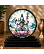Premium Wooden  Lord Shiva Showpiece For Car Dashboard & Office Table | 4 X 4.5 Inch Sublimation Printed Decorative Stand | 4 Mm MDF | Home Decor | Made In India (F33656)