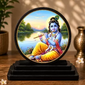 Premium Wooden Lord Krishna Showpiece For Car Dashboard & Office Table | 4 X 4.5 Inch Sublimation Printed Decorative Stand | 4 Mm MDF | Home Decor | Made In India (F33657) Premium Wooden Lord Krishna Showpiece For Car Dashboard & Office Table | 4 X 4.5 Inch Sublimation Printed Decorative Stand | 4 Mm MDF | Home Decor | Made In India (F33657)