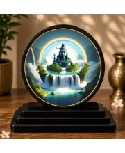 Premium Wooden  Lord Shiva Showpiece For Car Dashboard & Office Table | 4 X 4.5 Inch Sublimation Printed Decorative Stand | 4 Mm MDF | Home Decor | Made In India (F33666)