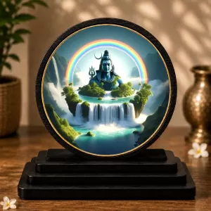 Premium Wooden  Lord Shiva Showpiece For Car Dashboard & Office Table | 4 X 4.5 Inch Sublimation Printed Decorative Stand | 4 Mm MDF | Home Decor | Made In India (F33666)