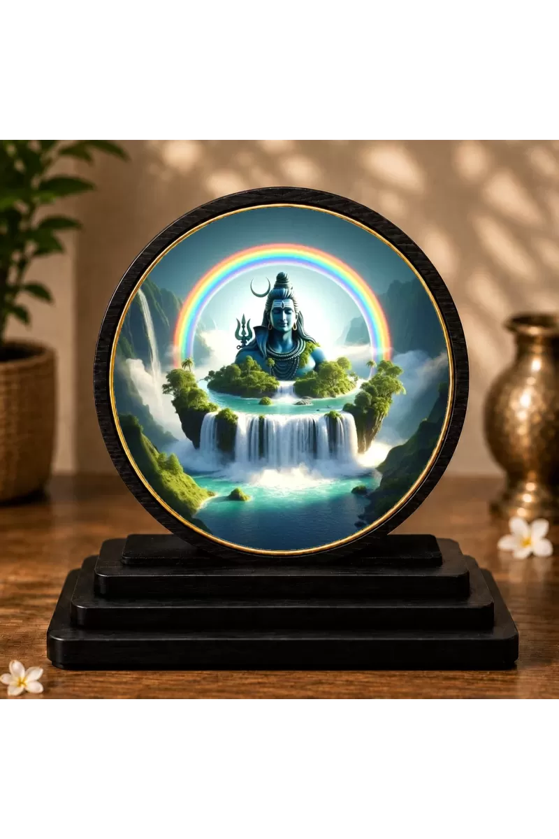 Premium Wooden  Lord Shiva Showpiece For Car Dashboard & Office Table | 4 X 4.5 Inch Sublimation Printed Decorative Stand | 4 Mm MDF | Home Decor | Made In India (F33666)