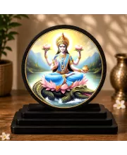 Premium Wooden  Goddess Ganga Devi Showpiece For Car Dashboard & Office Table | 4 X 4.5 Inch Sublimation Printed Decorative Stand | 4 Mm MDF | Home Decor | Made In India (F33668)