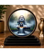 Premium Wooden Lord Shiva Showpiece For Car Dashboard & Office Table | 4 X 4.5 Inch Sublimation Printed Decorative Stand | 4 Mm MDF | Home Decor | Made In India (F33670)