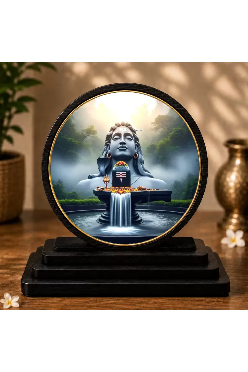 Premium Wooden Lord Shiva Showpiece For Car Dashboard & Office Table | 4 X 4.5 Inch Sublimation Printed Decorative Stand | 4 Mm MDF | Home Decor | Made In India (F33670)