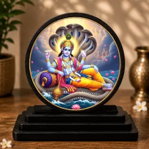 Premium Wooden Lord Vishnu Showpiece For Car Dashboard & Office Table | 4 X 4.5 Inch Sublimation Printed Decorative Stand | 4 Mm MDF | Home Decor | Made In India (F33674) Premium Wooden Lord Vishnu Showpiece For Car Dashboard & Office Table | 4 X 4.5 Inch Sublimation Printed Decorative Stand | 4 Mm MDF | Home Decor | Made In India (F33674)