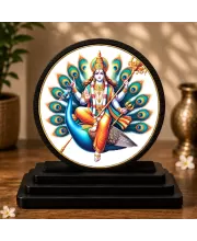 Premium Wooden Lord Kartikeya  Showpiece For Car Dashboard & Office Table | 4 X 4.5 Inch Sublimation Printed Decorative Stand | 4 Mm MDF | Home Decor | Made In India (F33676)