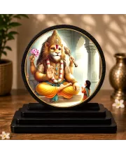 Premium Wooden Lord Narsimha  Showpiece For Car Dashboard & Office Table | 4 X 4.5 Inch Sublimation Printed Decorative Stand | 4 Mm MDF | Home Decor | Made In India (F33677)