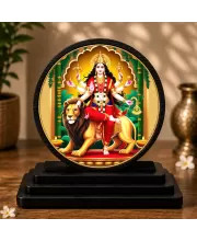 Premium Wooden Goddess Durga Showpiece For Car Dashboard & Office Table | 4 X 4.5 Inch Sublimation Printed Decorative Stand | 4 Mm MDF | Home Decor | Made In India (F33678)