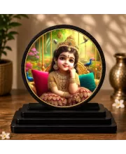 Premium Wooden Shri Radha Rani Showpiece For Car Dashboard & Office Table | 4 X 4.5 Inch Sublimation Printed Decorative Stand | 4 Mm MDF | Home Decor | Made In India (F33679)