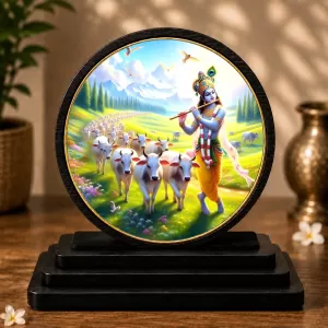 Premium Wooden Lord Krishna Showpiece For Car Dashboard & Office Table | 4 X 4.5 Inch Sublimation Printed Decorative Stand | 4 Mm MDF | Home Decor | Made In India (F33683) Premium Wooden Lord Krishna Showpiece For Car Dashboard & Office Table | 4 X 4.5 Inch Sublimation Printed Decorative Stand | 4 Mm MDF | Home Decor | Made In India (F33683)