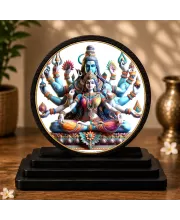 Premium Wooden Lord Shiva And Goddess Kali Showpiece For Car Dashboard & Office Table | 4 X 4.5 Inch Sublimation Printed Decorative Stand | 4 Mm MDF | Home Decor | Made In India (F33688)