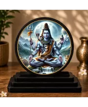 Premium Wooden Lord Shiva  Showpiece For Car Dashboard & Office Table | 4 X 4.5 Inch Sublimation Printed Decorative Stand | 4 Mm MDF | Home Decor | Made In India (F33692)